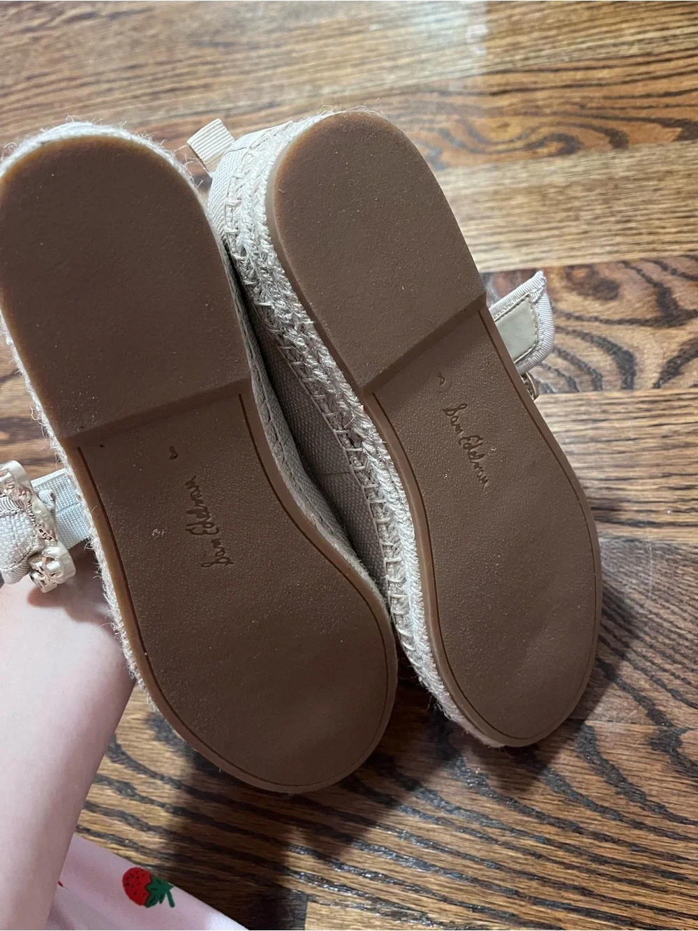 Sam Edelman Cream Mary Jane Espadrille Flats with Decorative Buckle
